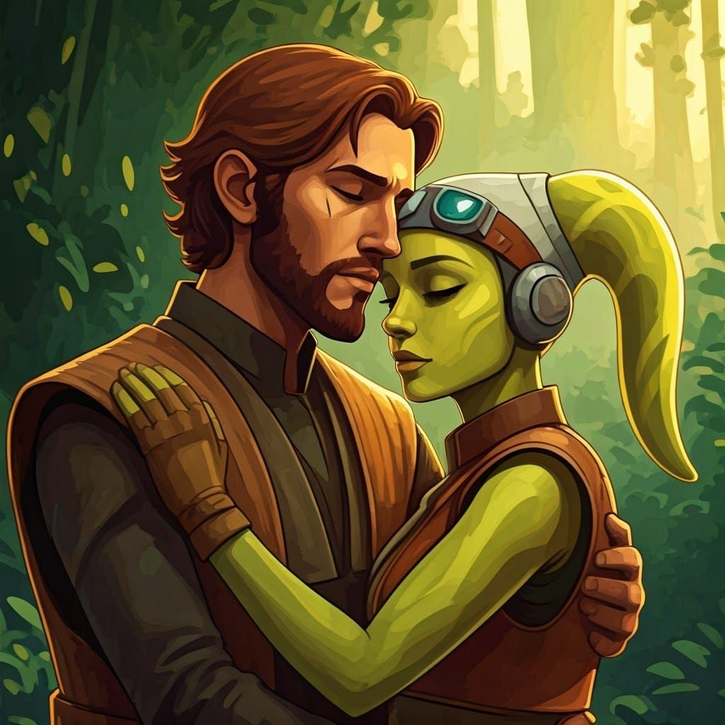 Hera and Kanan Embrace in Lothal Forest