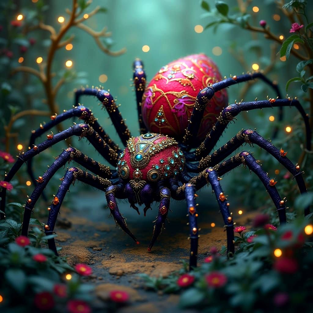 Regal, Exotic Queen Spider in Ornate Detail