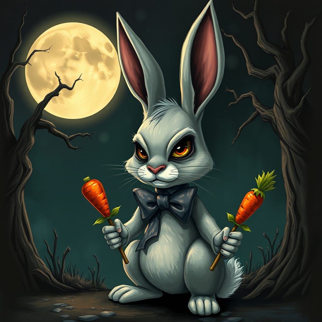 Sinister Bunny Rabbit with Carrot Sceptre