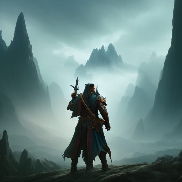 Epic Grim Reaper in Mountain Landscape