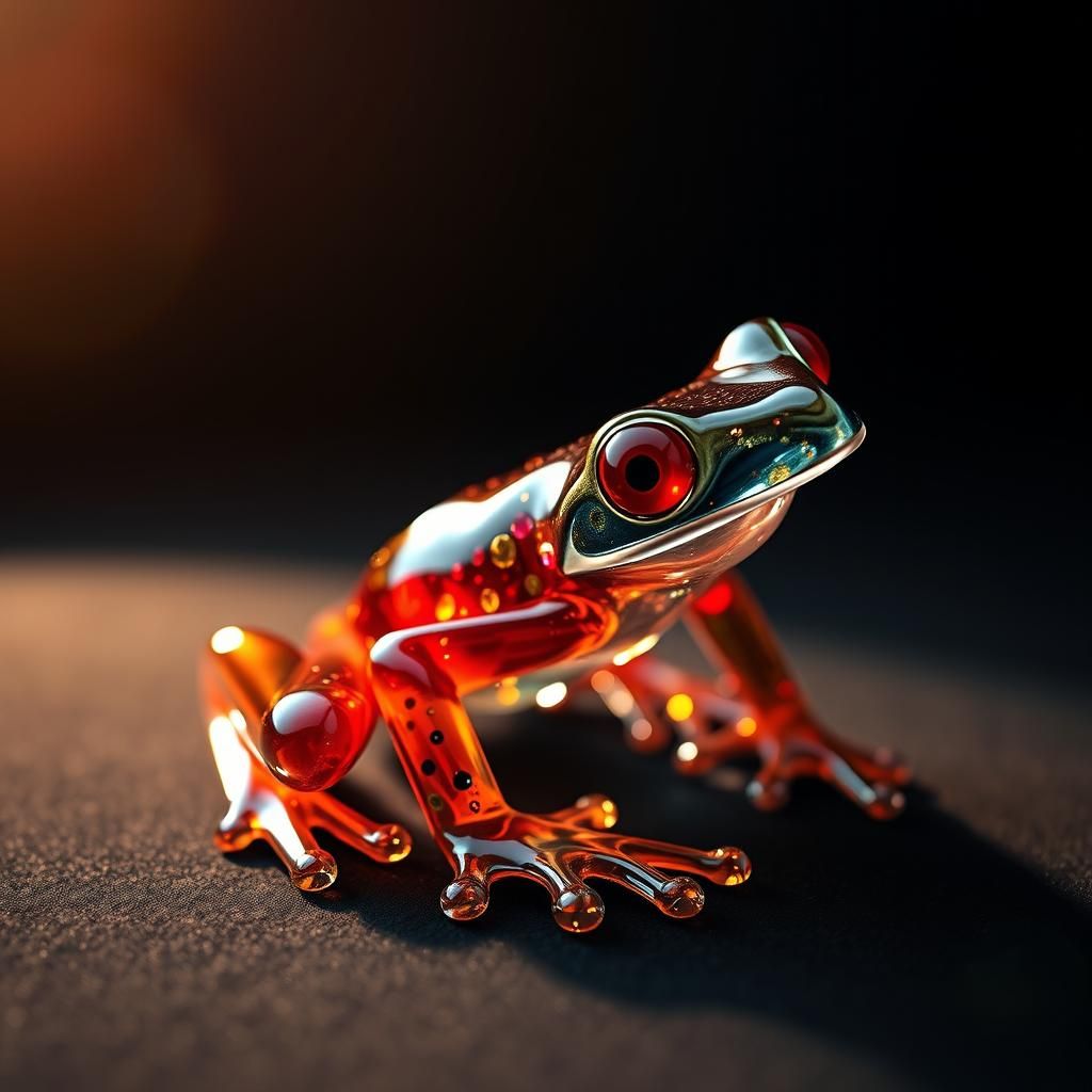 Red-Eyed Tree Frog Glass Sculpture