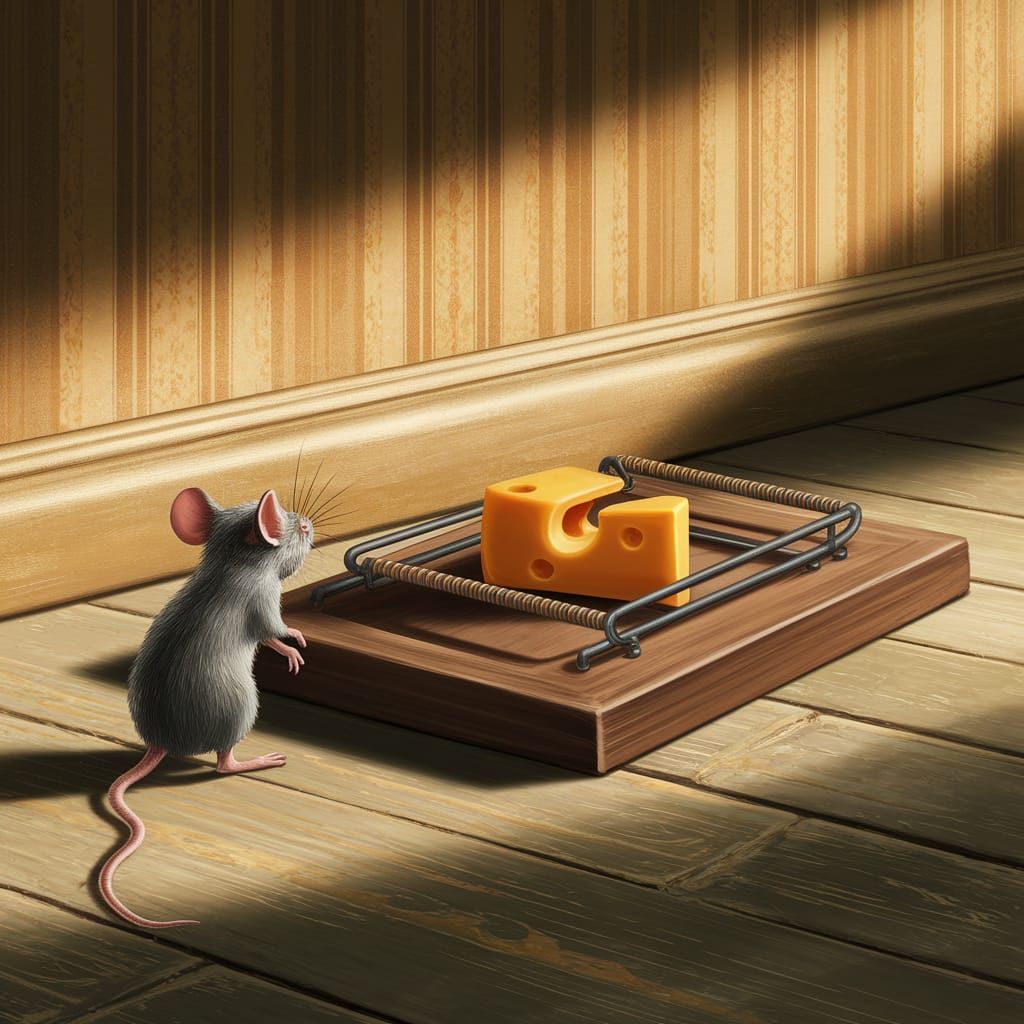 Mouse Confronts Mousetrap in Matte Painting