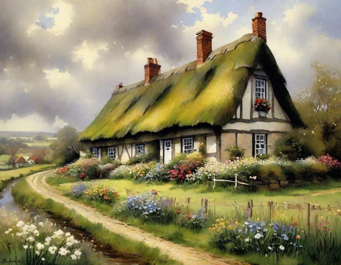 North Frisian House with Blooming Spring Garden