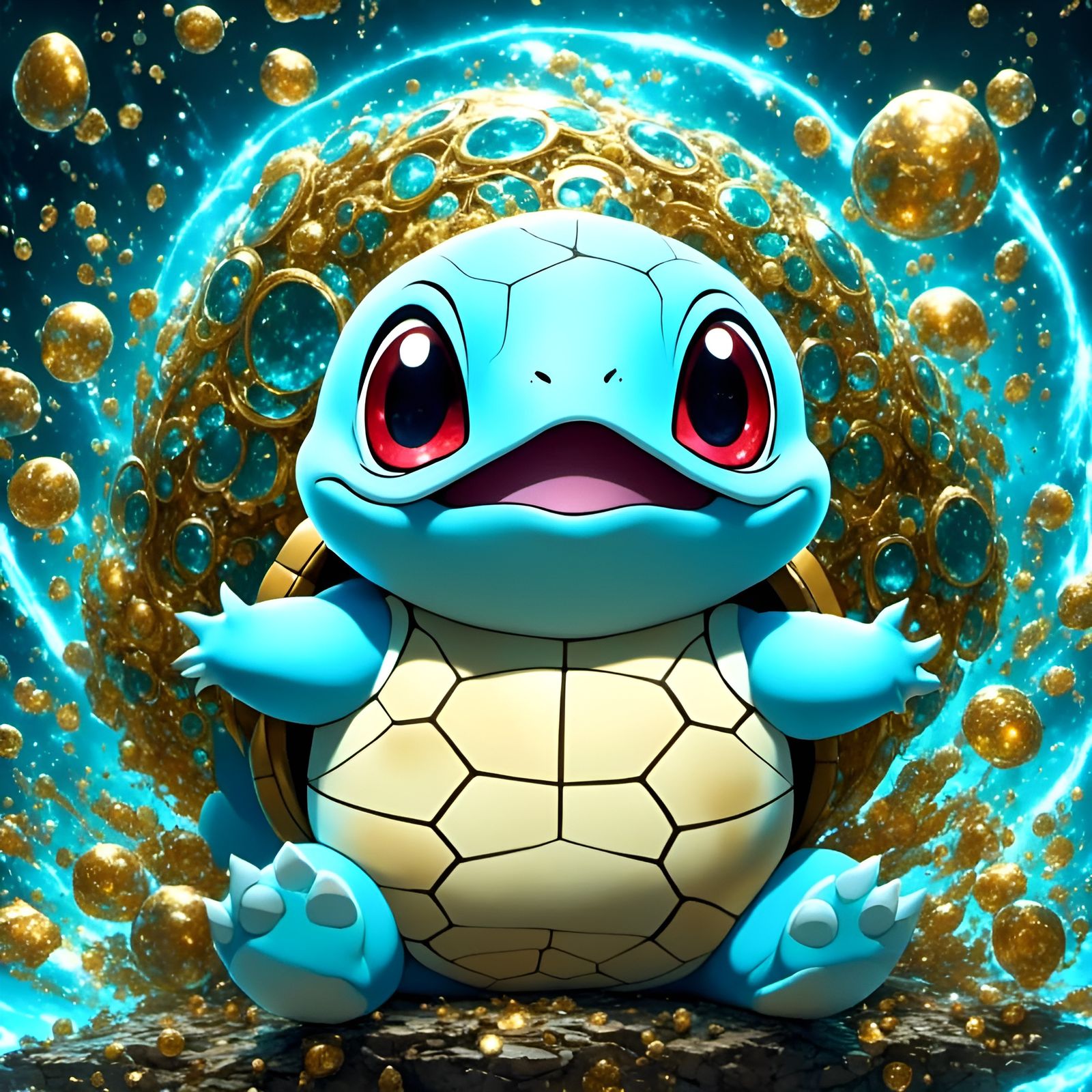 Detailed Squirtle Portrait with Anime Style