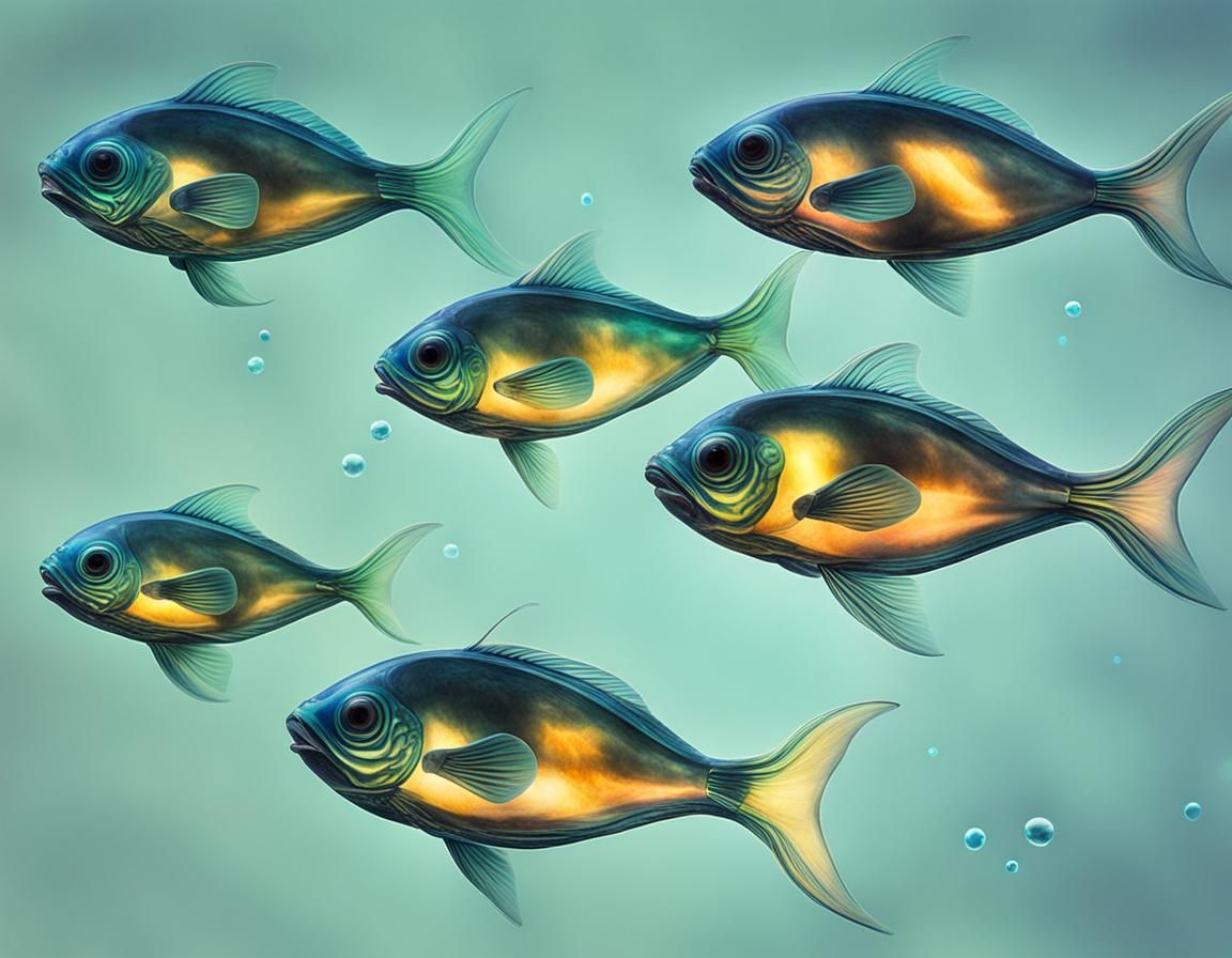 Bioluminescent Glass Fish Underwater