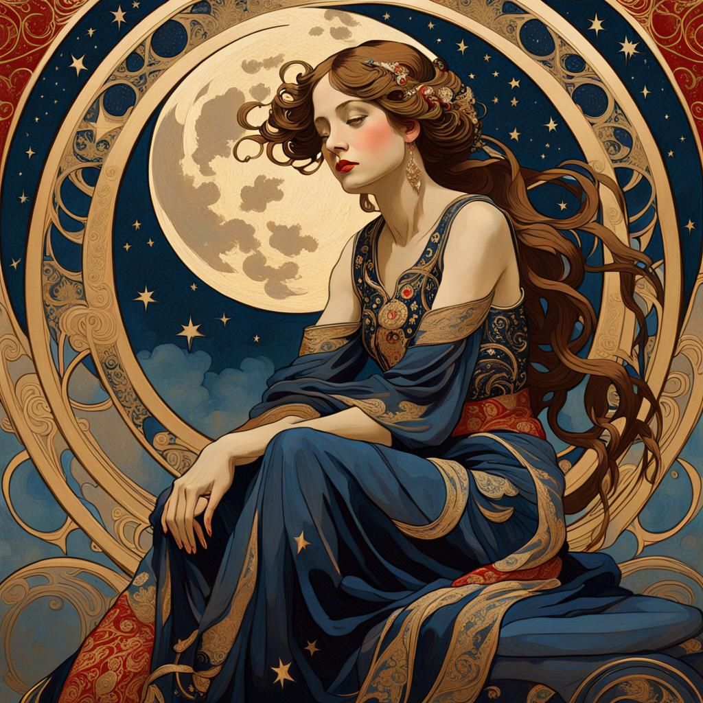Celestial Woman in Art Nouveau Style