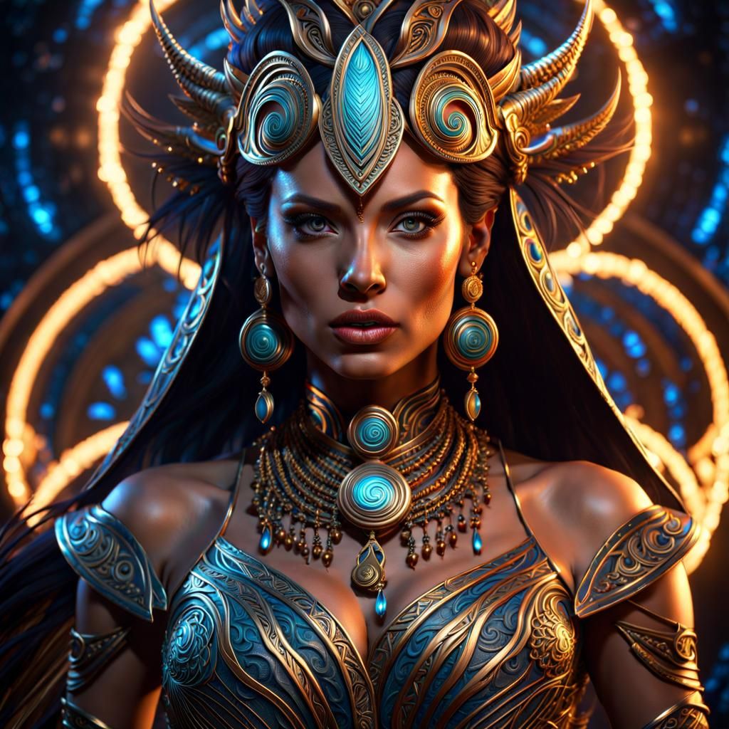 Enchantress in Lightning, a Fantasy Illustration