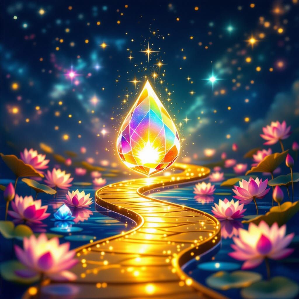 Radiant Soul: Crystal Drop of Light on Eternal Path