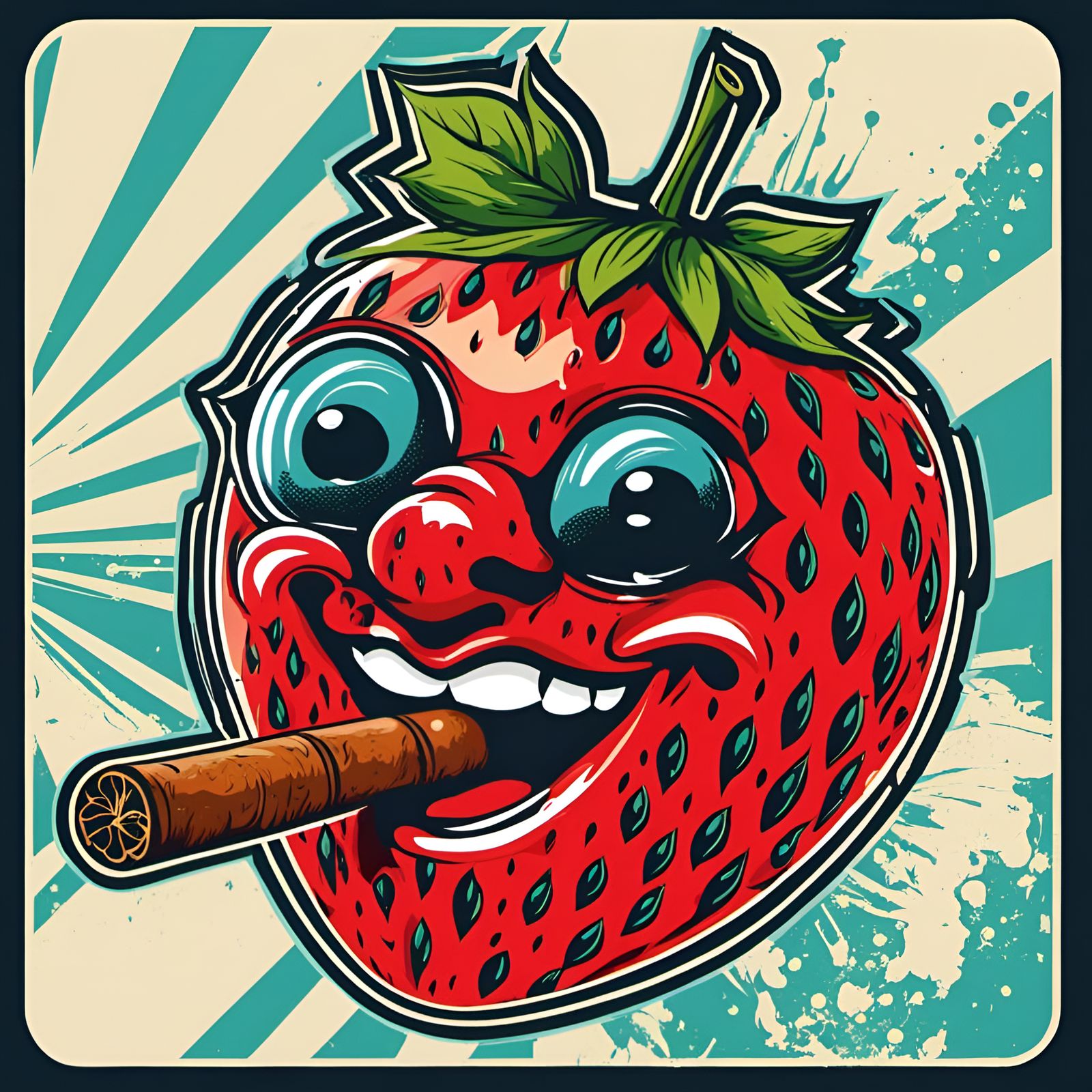 Smoking Strawberry Cigar in Pop Art Style