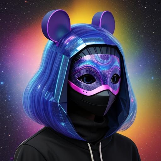 Cosmic Mouse Masks in Vibrant Holographic Style