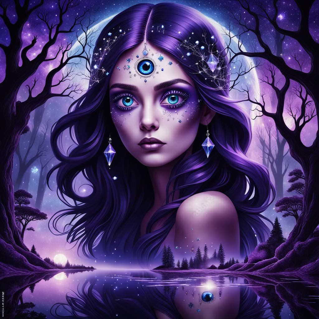 Surreal-Eyed Beauty in a Lapis Lazuli Sky