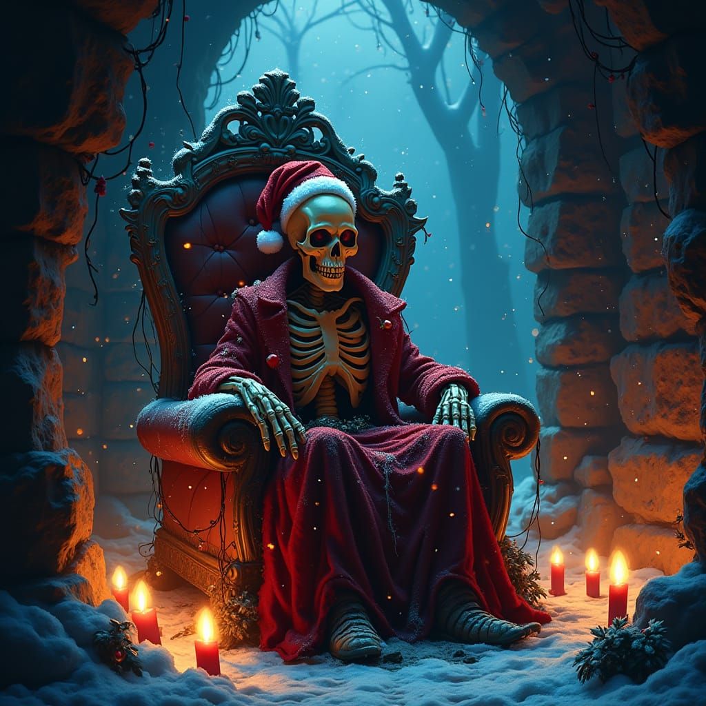 Gothic Christmas Crypt Keeper in Dark Fantasy Art