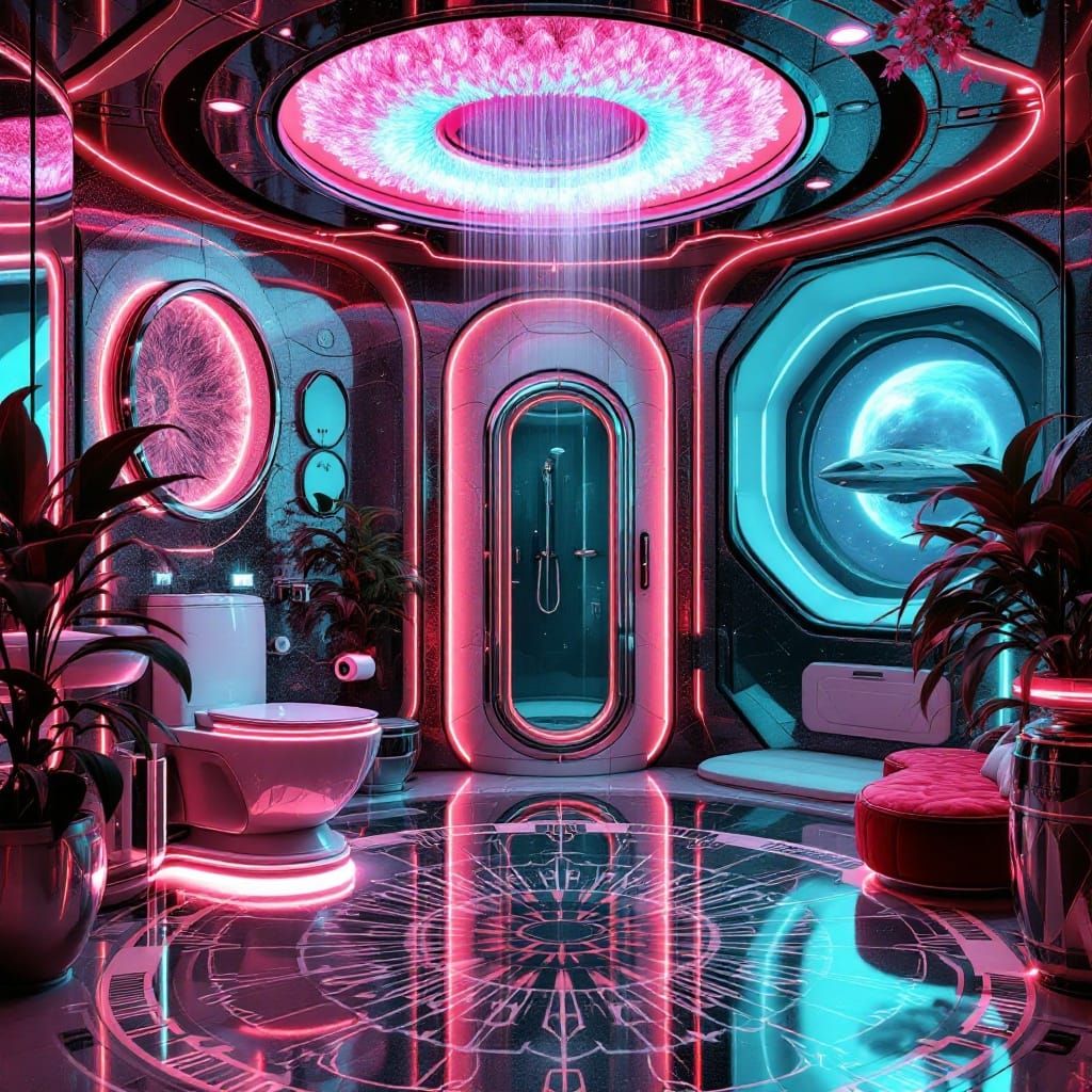 Luxurious Alien Space Station Restroom in Ottoman Aesthetic