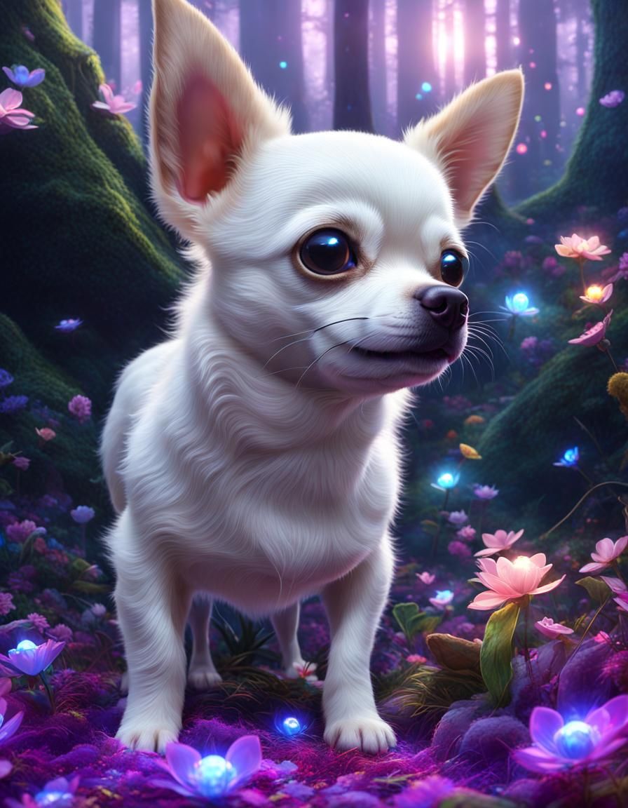Enchanted Forest: Cream Chihuahua Puppy Artstation Masterpie...