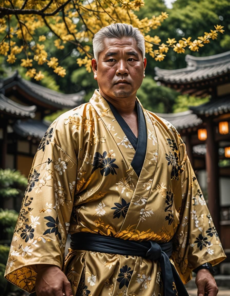 Rikishi in Golden Kimono: Professional Photography