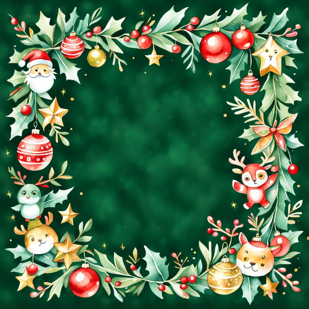Whimsical Christmas Garland Sketch in Cartoon Style