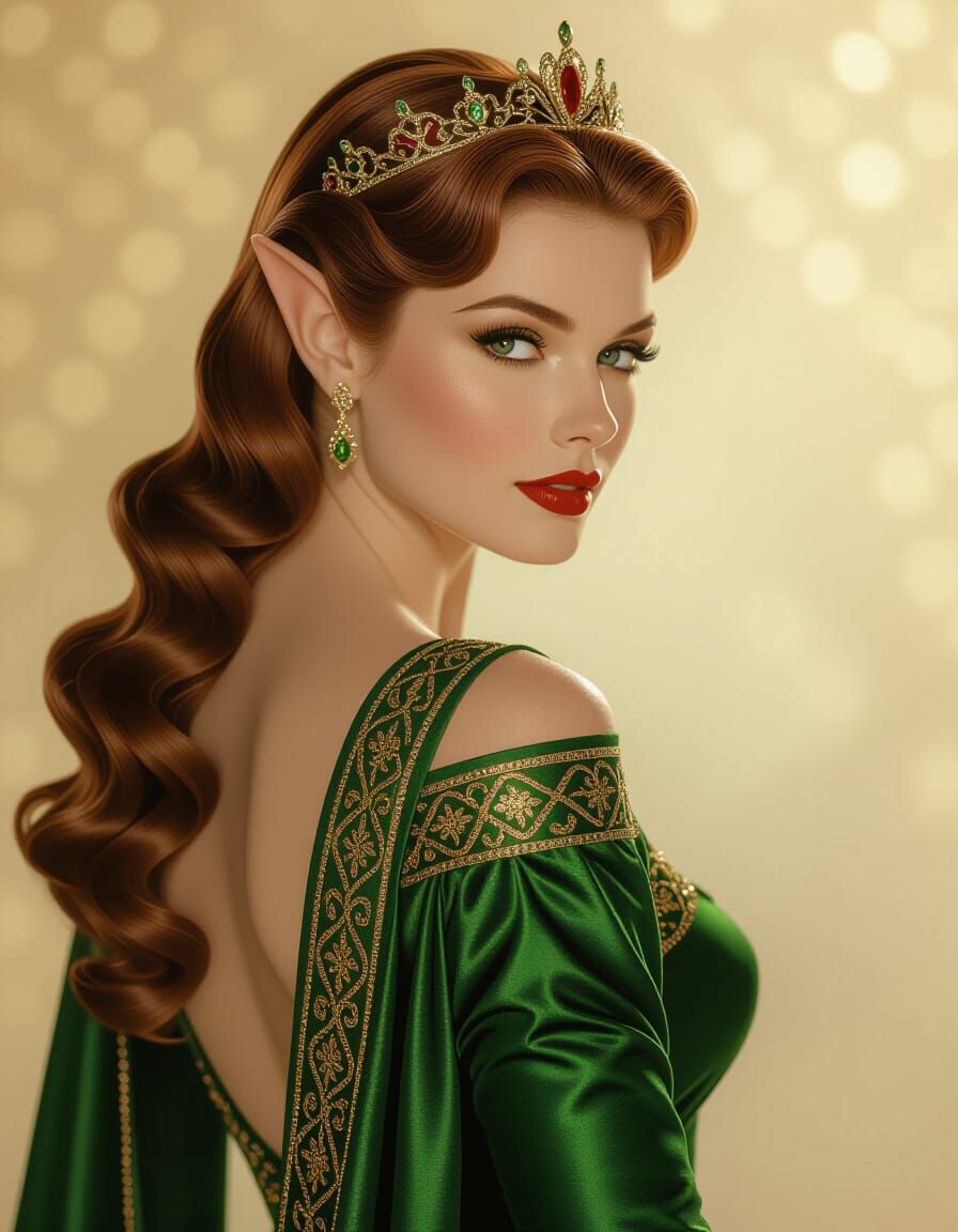 Glamorous Elf Queen in Pinup Style