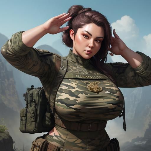 Young Soldier Saluting in Detailed Fantasy Art