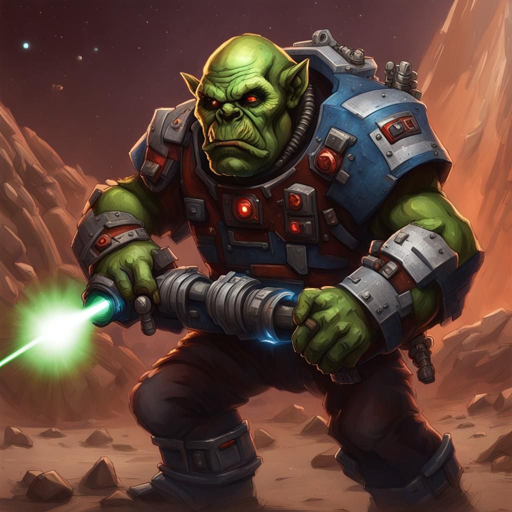 Space Orc as Laser Miner in Sci-Fi Art