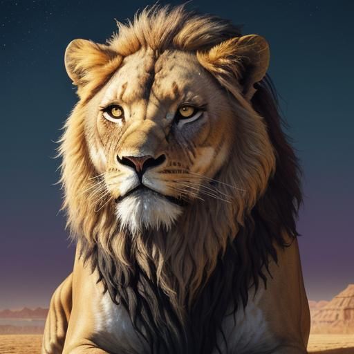 Neon Egyptian Sphinx with Flowers in Art Nouveau Style