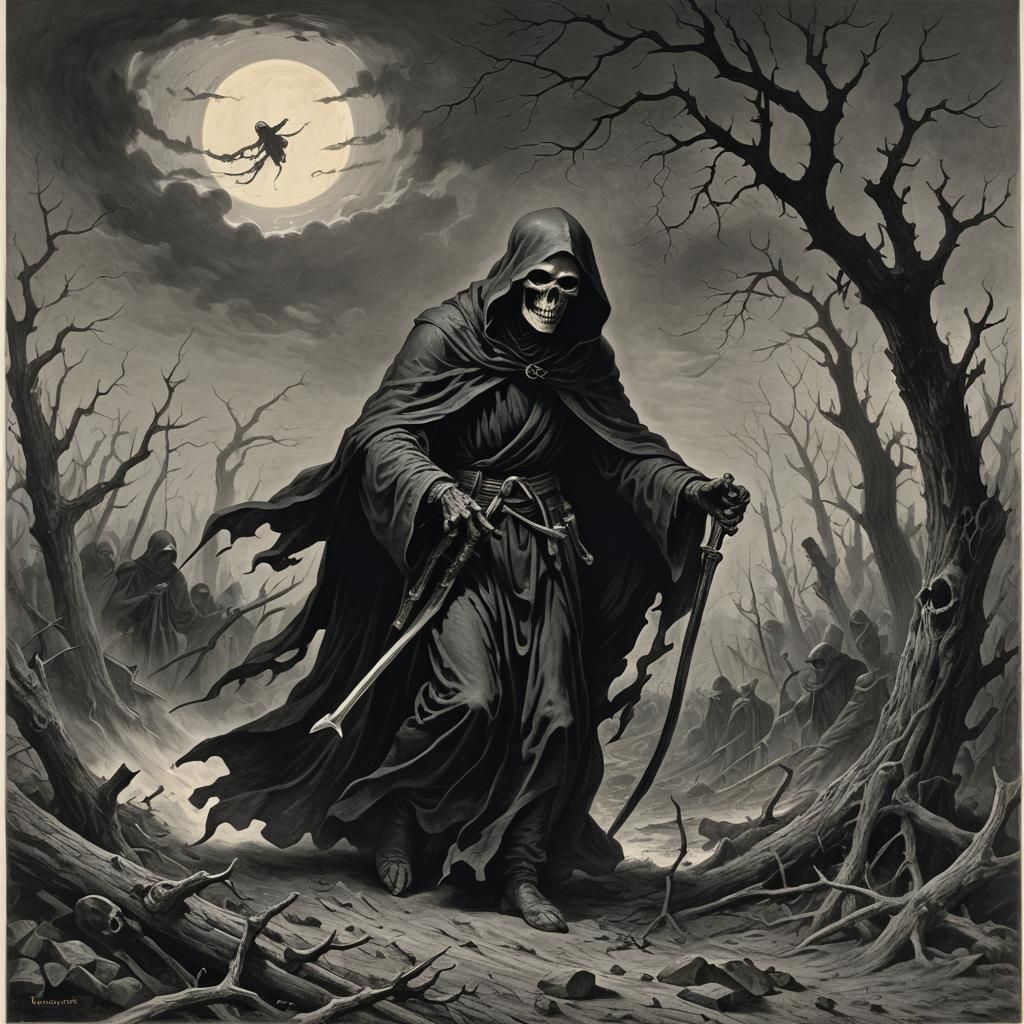 The Grim Reaper in Gothic Horror Style