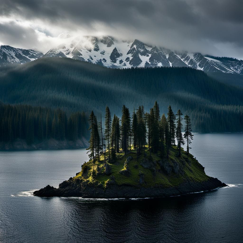 Eerie Shadow Island in the Pacific: 3D Digital Art