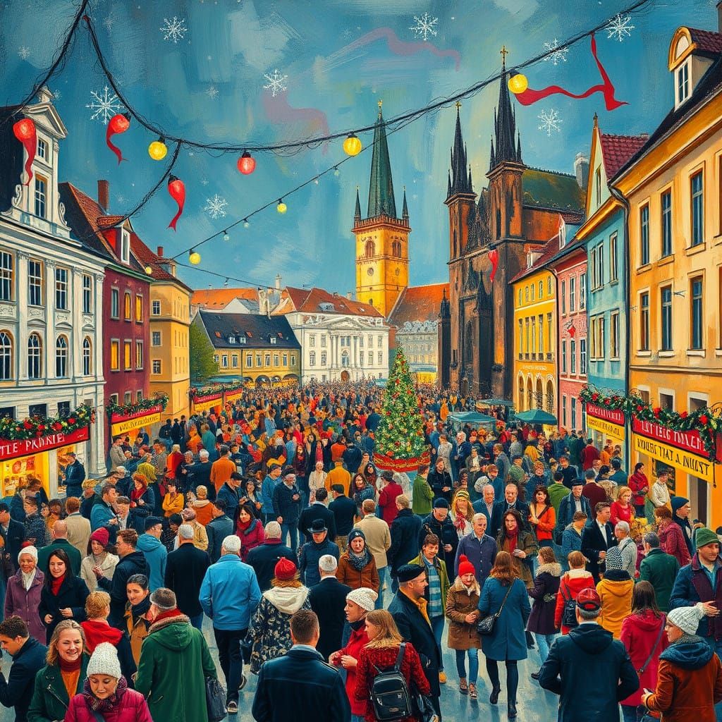 Vibrant New Year Celebrations in Prague's Old Town Square