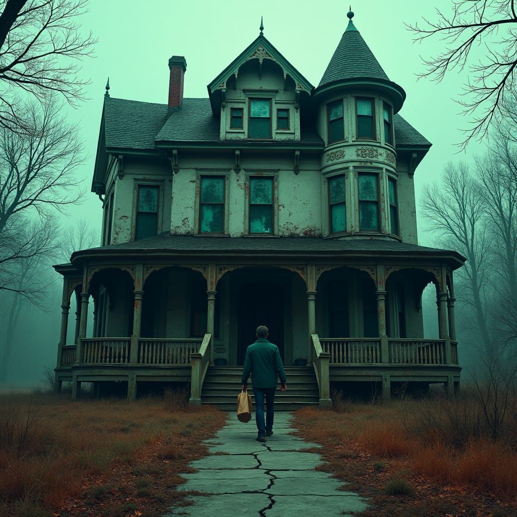 Eerie Abandoned Victorian Mansion as Digital Matte Painting