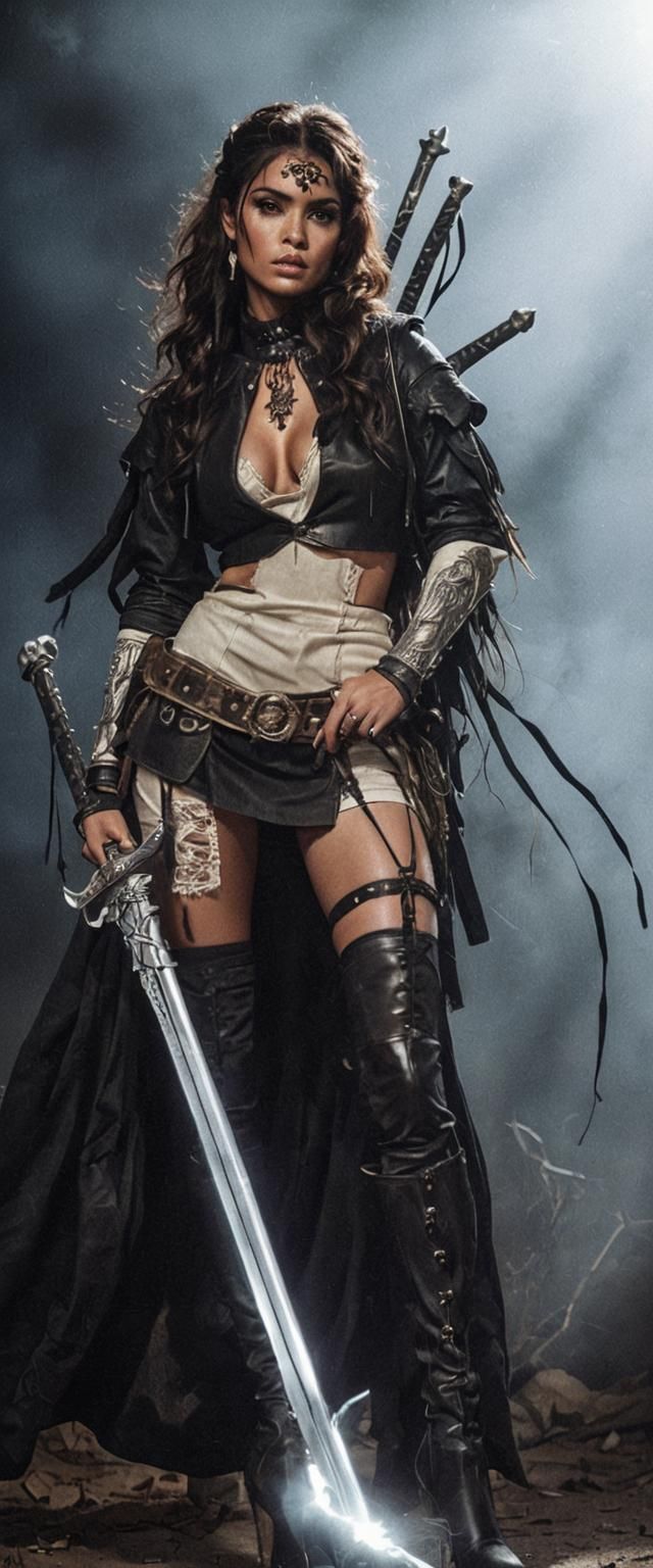 Hispanic Female Warrior in Hyperrealistic Portrait