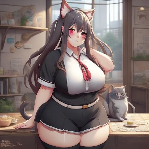 Curvy Anime Girl in Key Visual Style