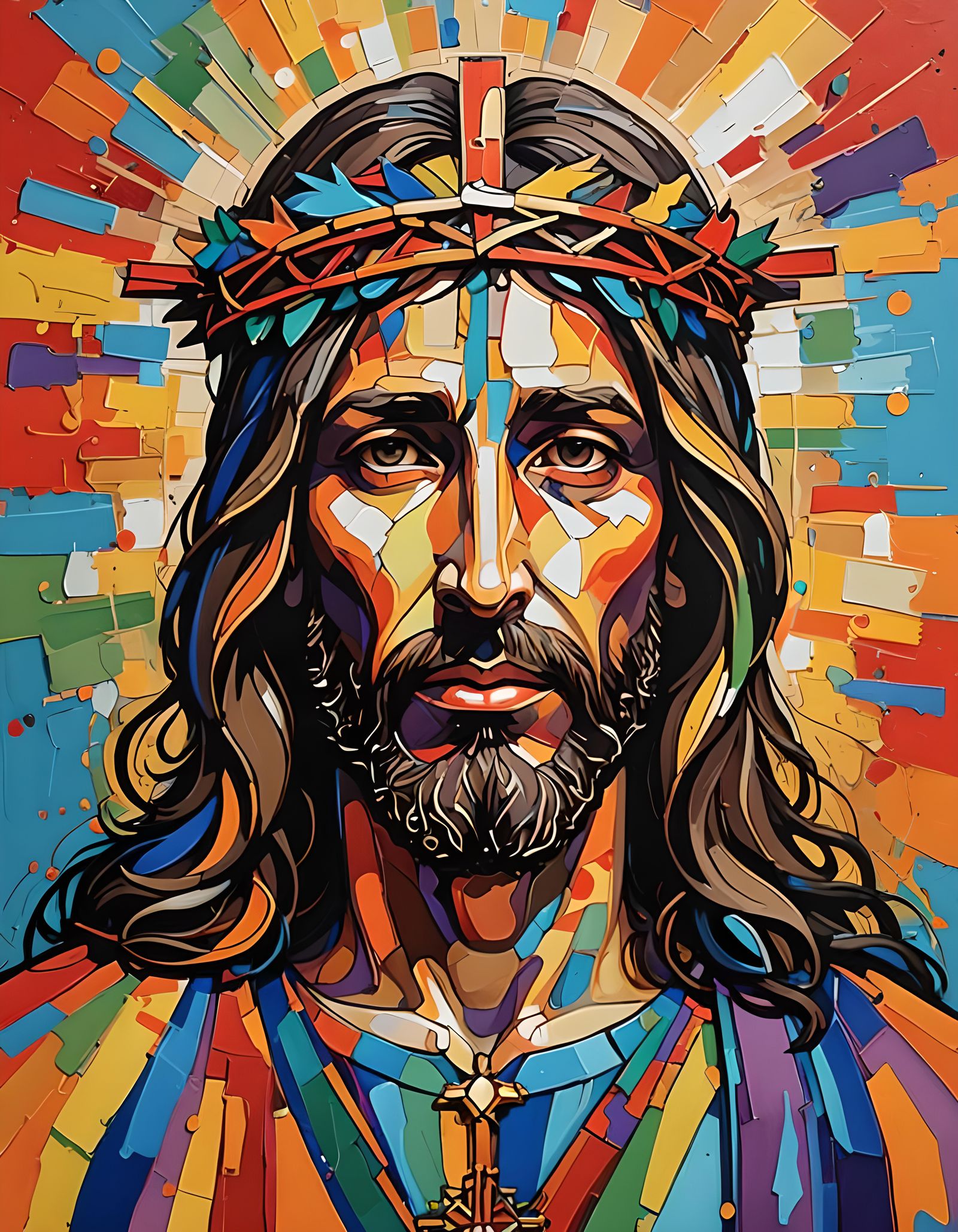 Abstract Art: Gay Jesus in Complementary Colors