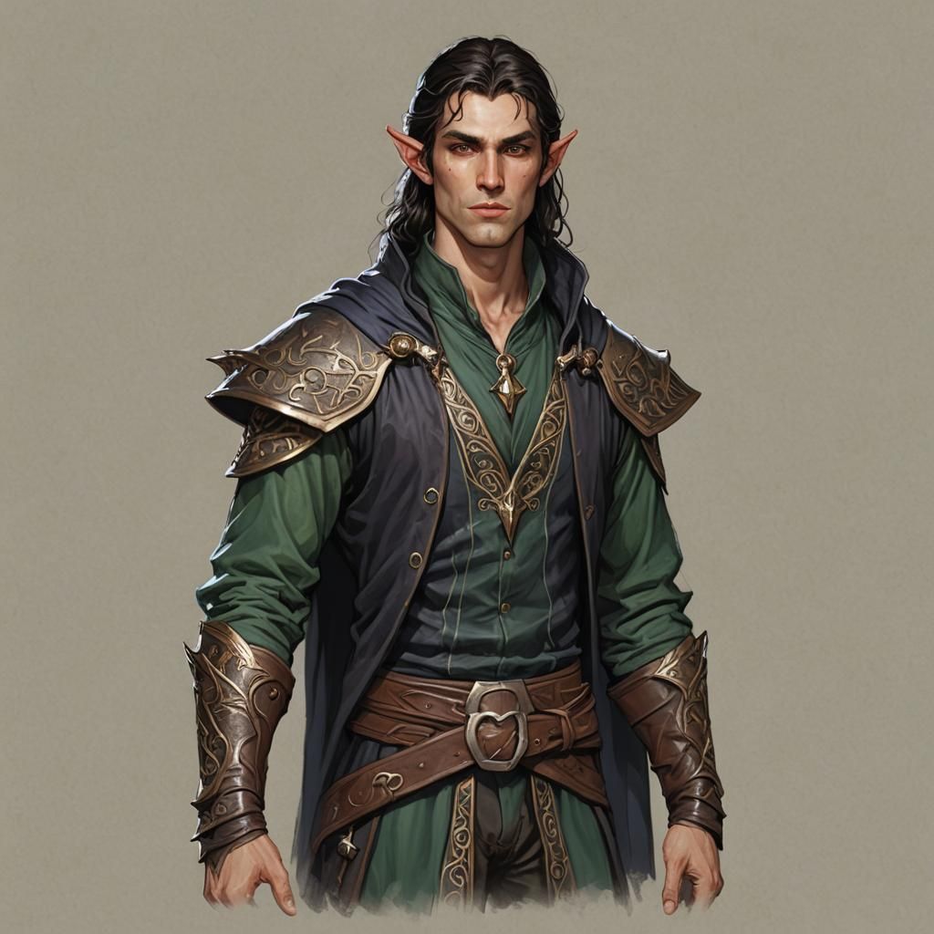 Handsome Half-Elf, Half-Demon Sorcerer Portrait