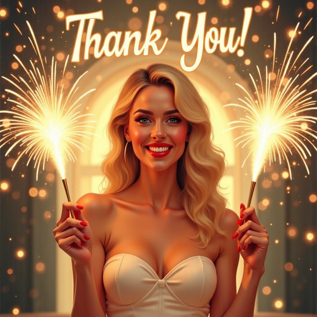 Bubbly Blonde Celebrates Joyful Fireworks in Vibrant Style