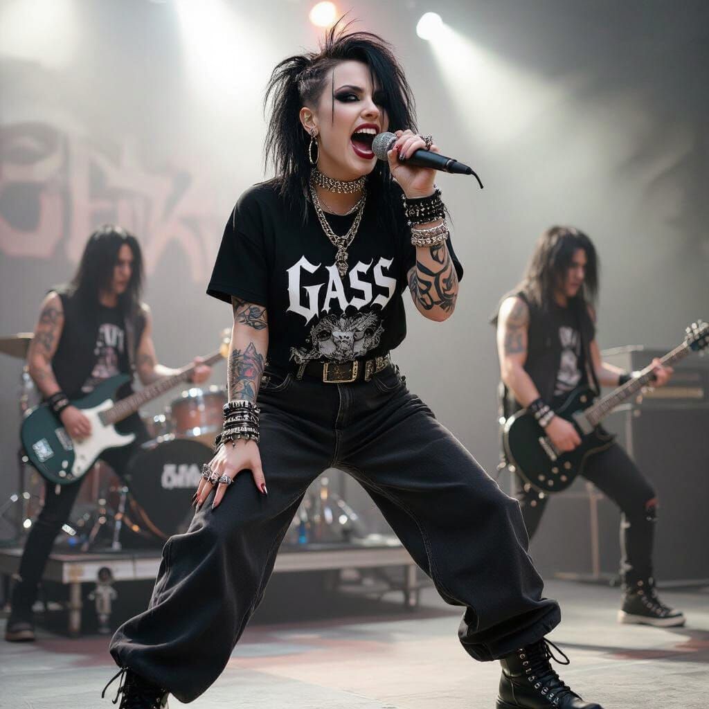 Gothic Nu Metal Band Performs on Stage