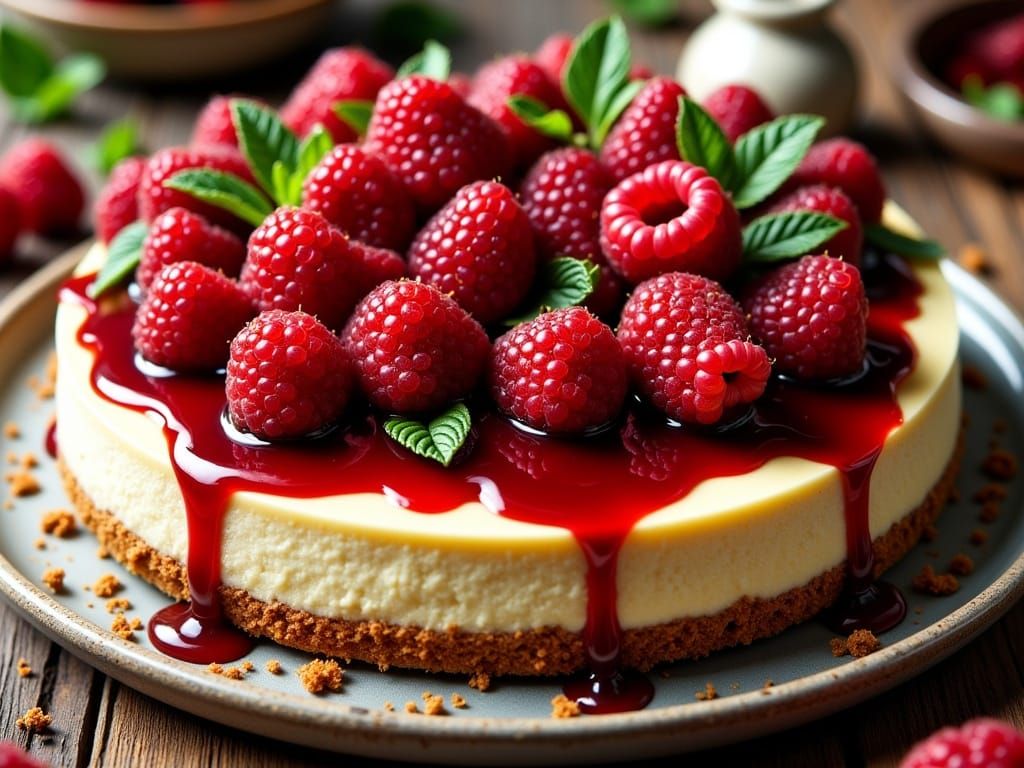 Surreal French Patisserie Dessert Scene with Cheesecake and ...