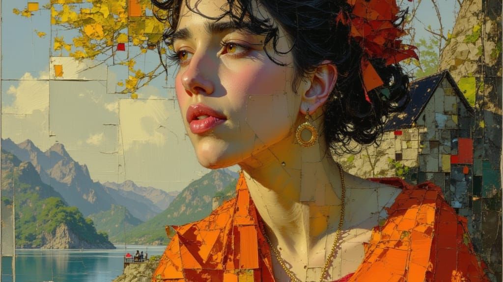 Indian Summer Cabin Portrait by Lake