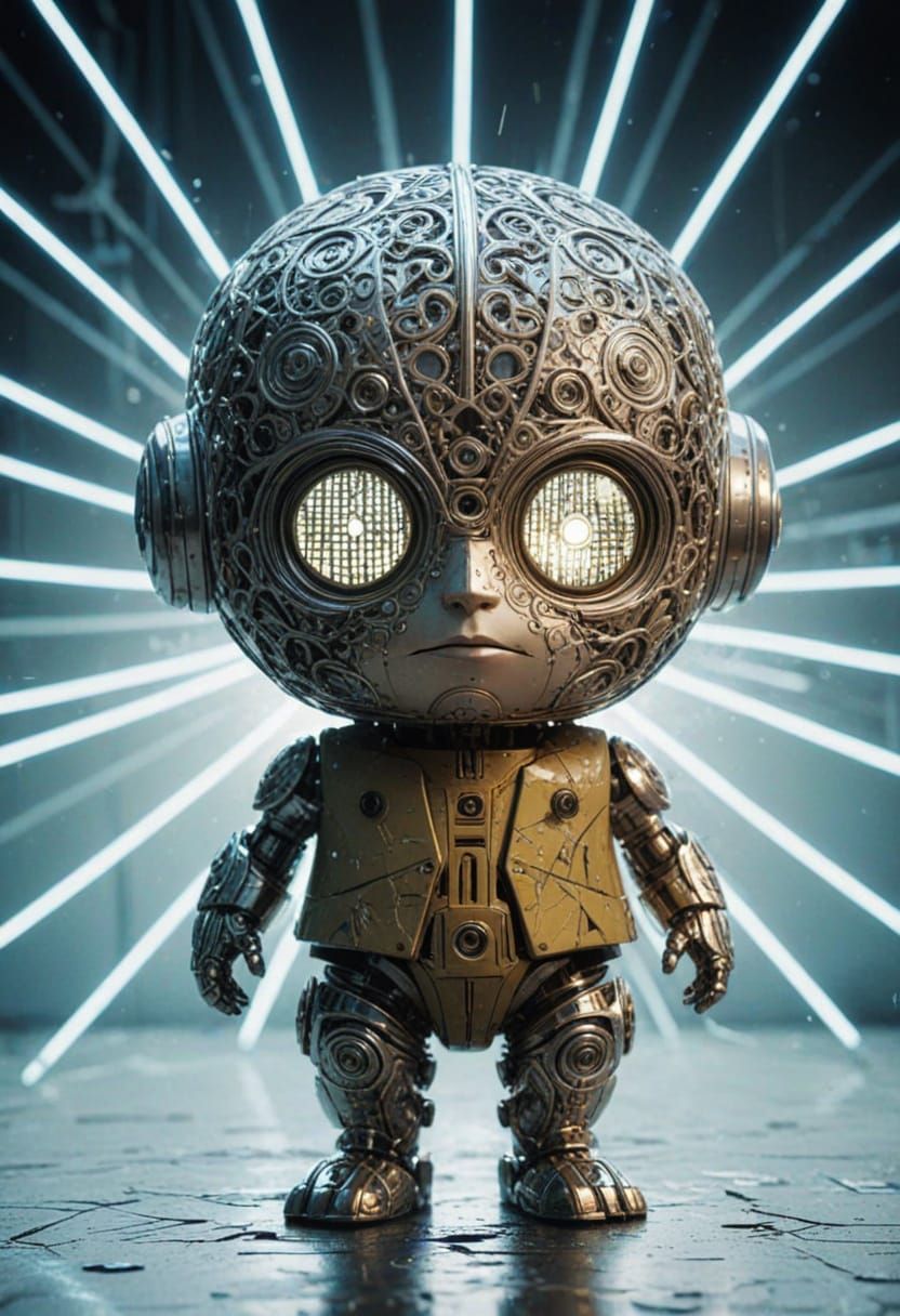 Chibi Go-Bot as Van Gogh, 3D Art