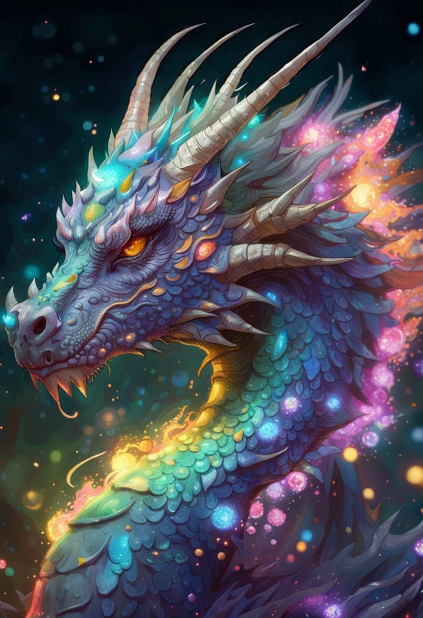 Majestic Iridescent Dragon: Fantasy Concept Art