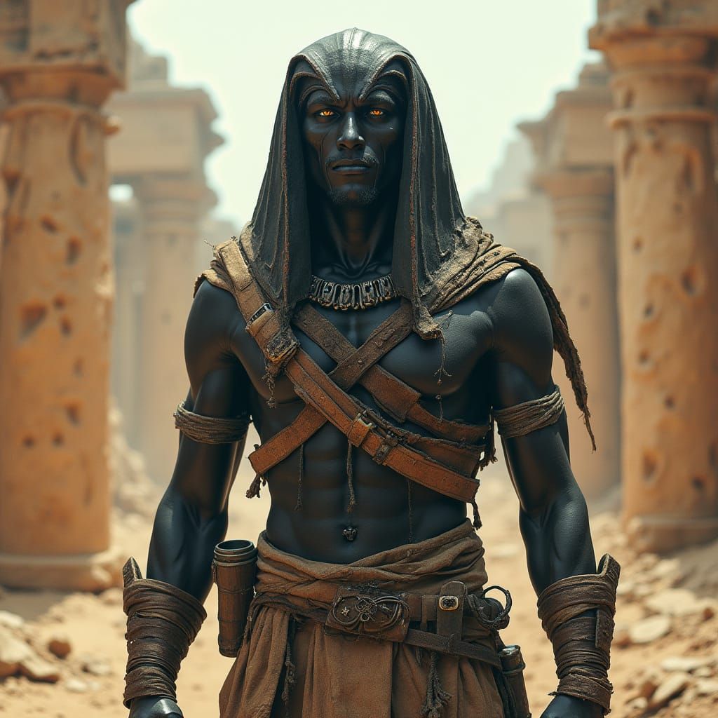 Egyptian Post-Apocalyptic Warrior in Ruins