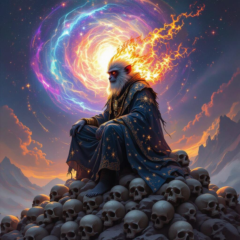 Celestial Monkey King in Cosmic Fire