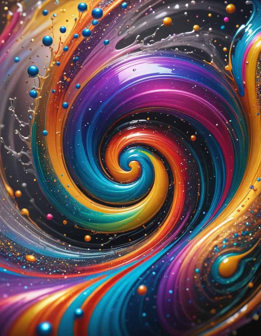 Iridescent Circular Swirl Optical Illusion in Metallic Color...