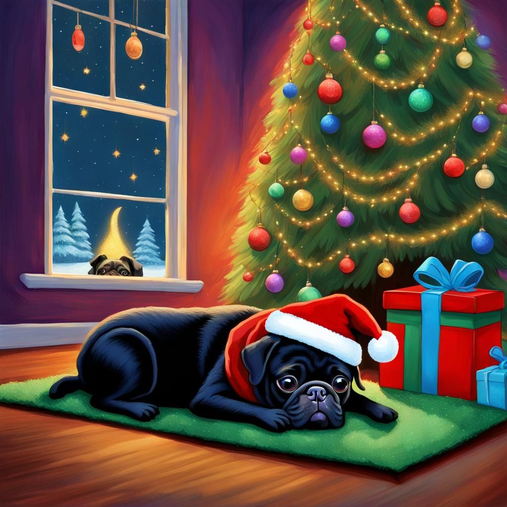Pug's Christmas Dream: Detailed Matte Painting