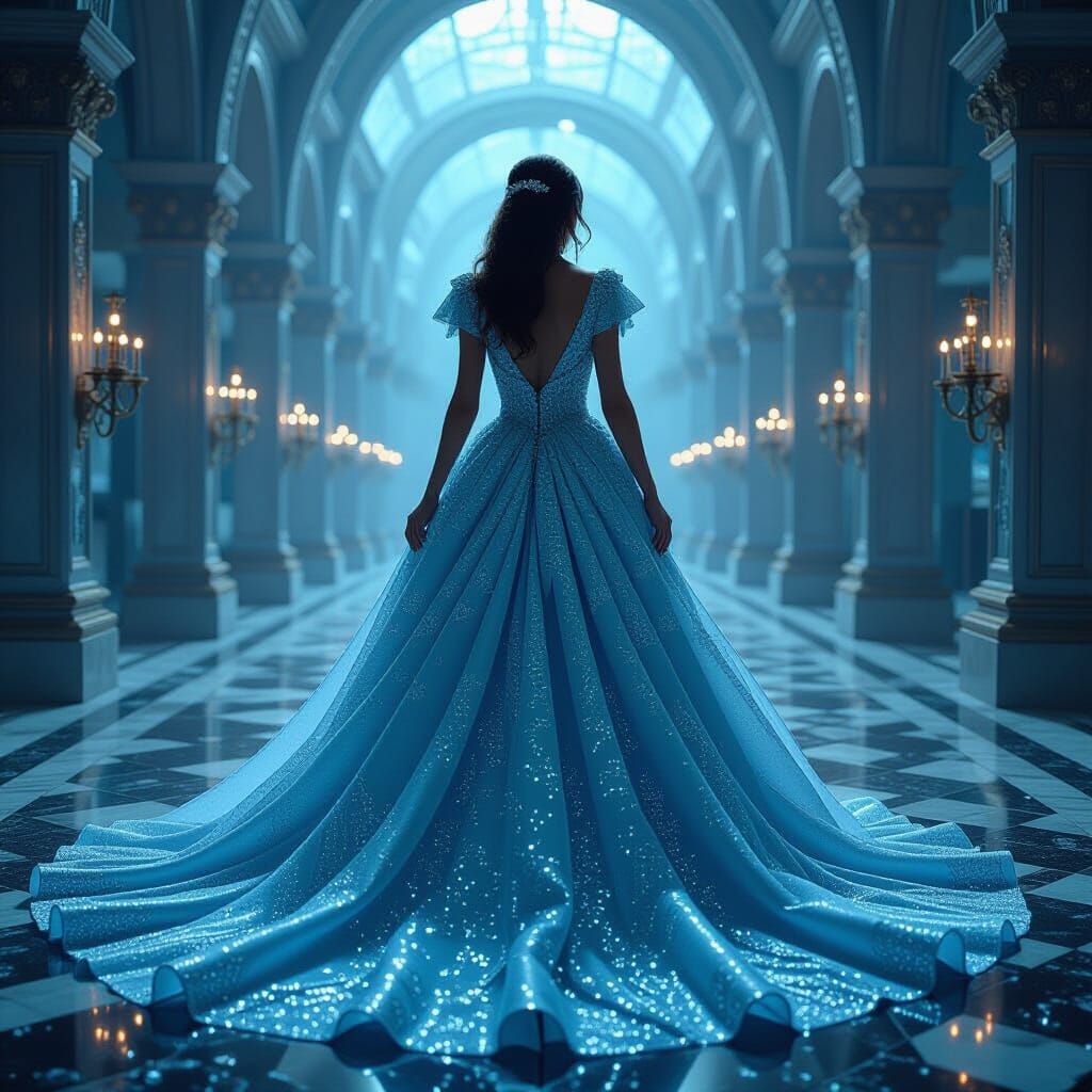 Stunning Glass Dress in Dramatic Digital Matte Painting