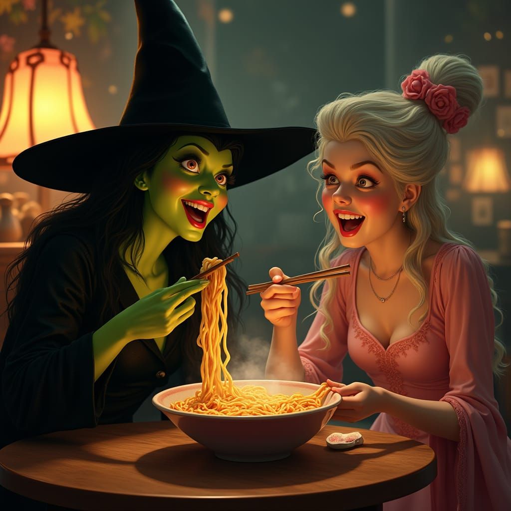Wicked Characters Enjoying Ramen Noodles