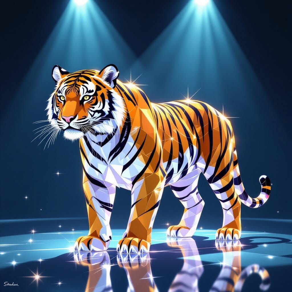 Diamond Tiger in Futuristic Style