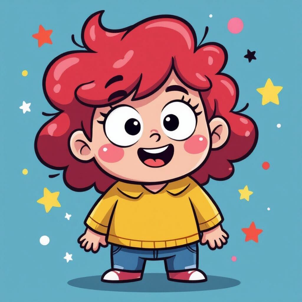 Playful Cartoon Character with Bold Outlines