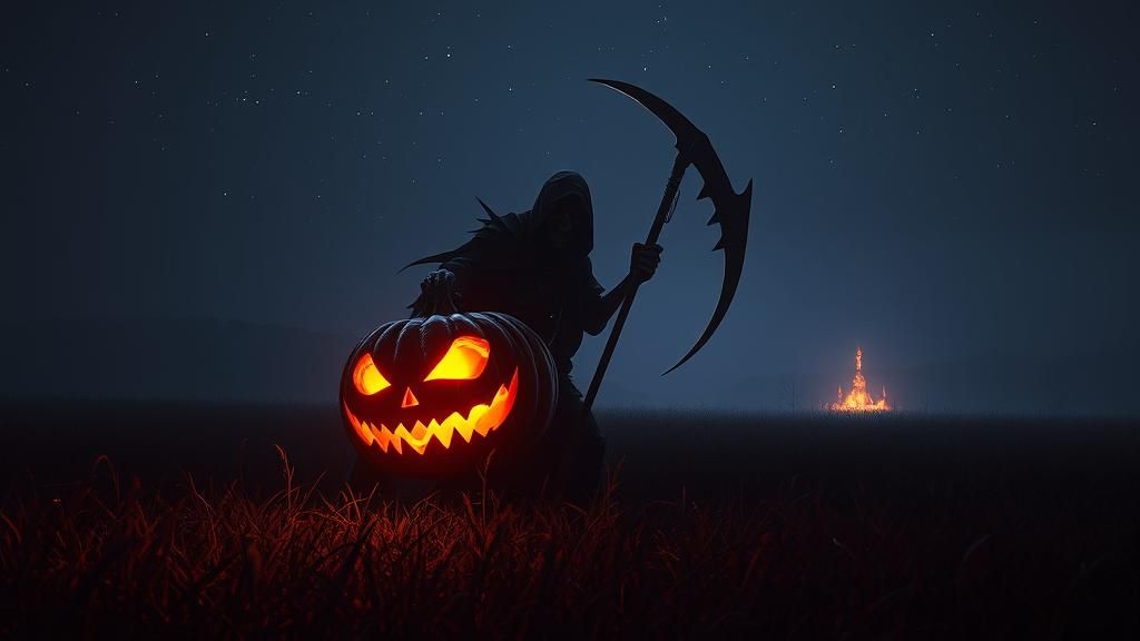 Jack-o-Lantern Reaper in Dark Fantasy Concept Art