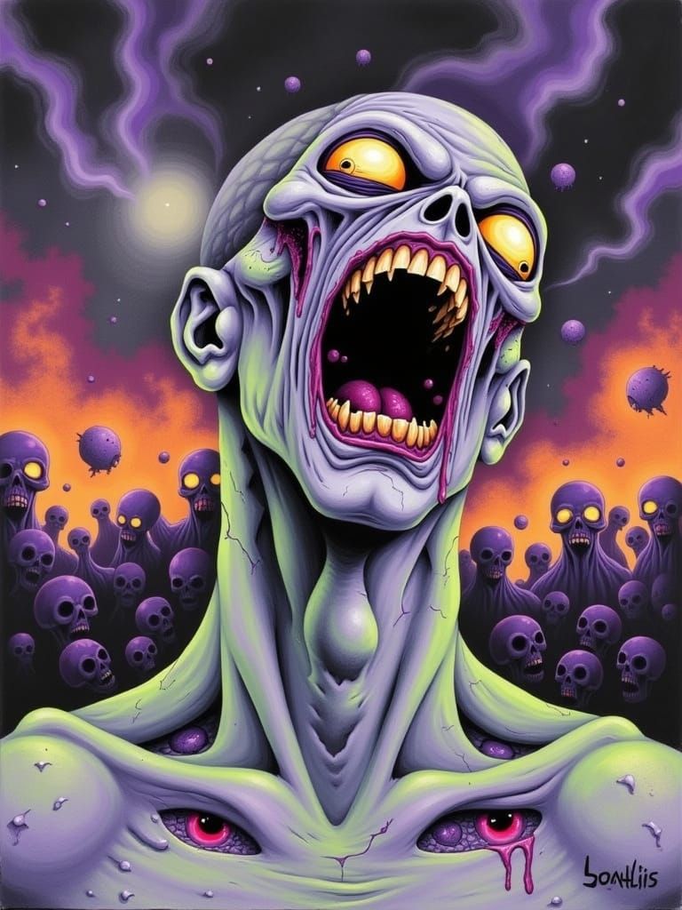 Gothic Neon Zombies Rise from Darkness