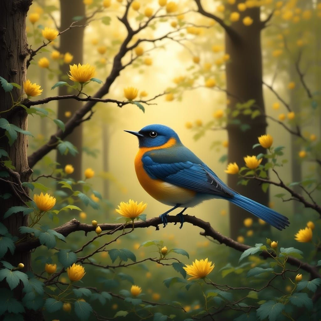 Robin on Maple Branch with Open Birdcage