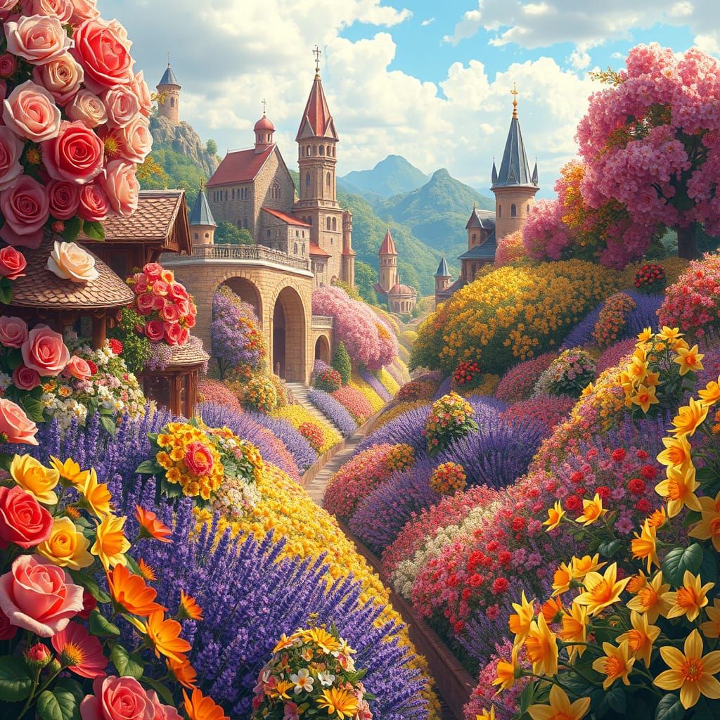 Vibrant Floral Wonderland in Whimsical Style